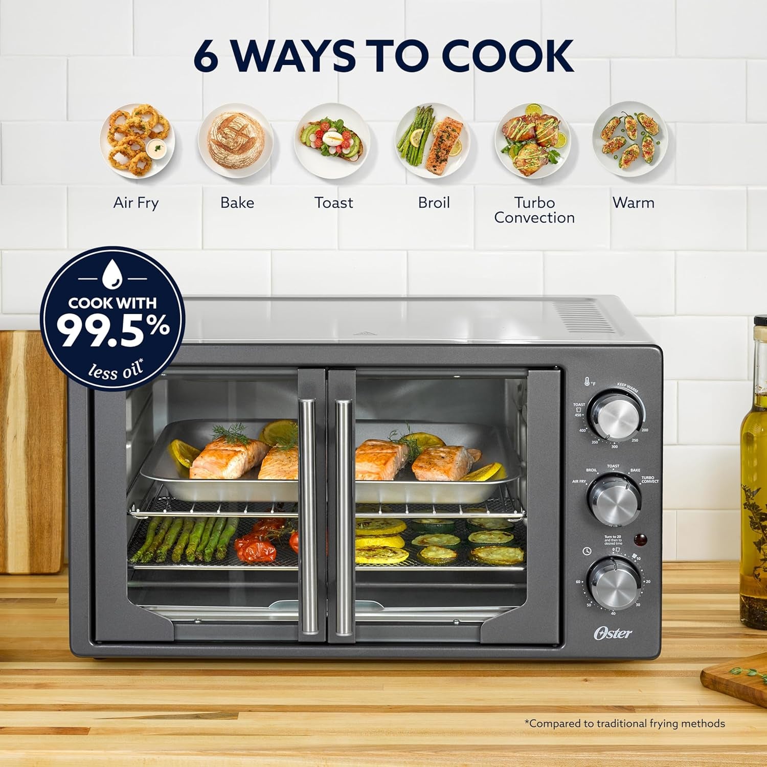 oster-extra-large-42l-french-door-countertop-toaster-oven-6-in-1-air-fryer-oven-with-air-fry-rack-wire-rack-baking-pan-and-crumb-tray-stainless-steel