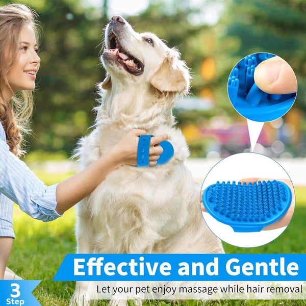 Comotech 6PCS Dog Bath Brush & Dog Toothbrush | Adjustable Handle Shampoo Brush & Scrubber for Short & Long Haired Dogs & Cats | Effectively Solve Odor & Stain Removal Problems (Blue Blue Blue.)4