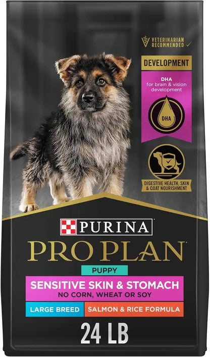 Purina Pro Plan Sensitive Skin and Stomach Large Breed Puppy Food Salmon and Rice Formula - 24 Lb. Bag1