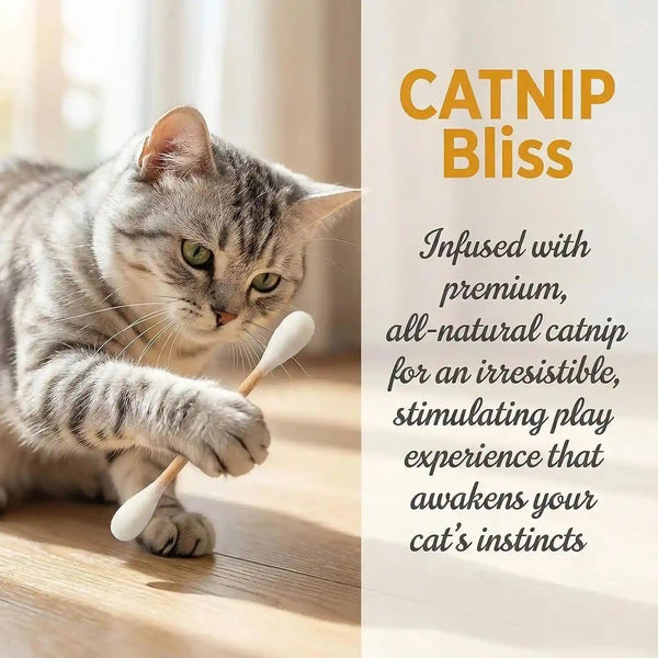 Cotton Swabs Cat Toys with Catnip,6 Pk Soft Interactive Giant Q Tip Cat Toy,Durable for Chew, Organic Catnip for Anxiety & as Digestive Aid,The Ideal Gift for Cat Lovers (Colorful 6-Pack)4