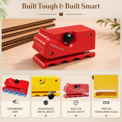 2PCS Cardboard Cutter for Cat Scratchers, DIY Cardboard Strip Cutter with 10 Spare Precision Blades for Custom Cat Beds, Furniture & Scratch Pads (Red & Yellow)4