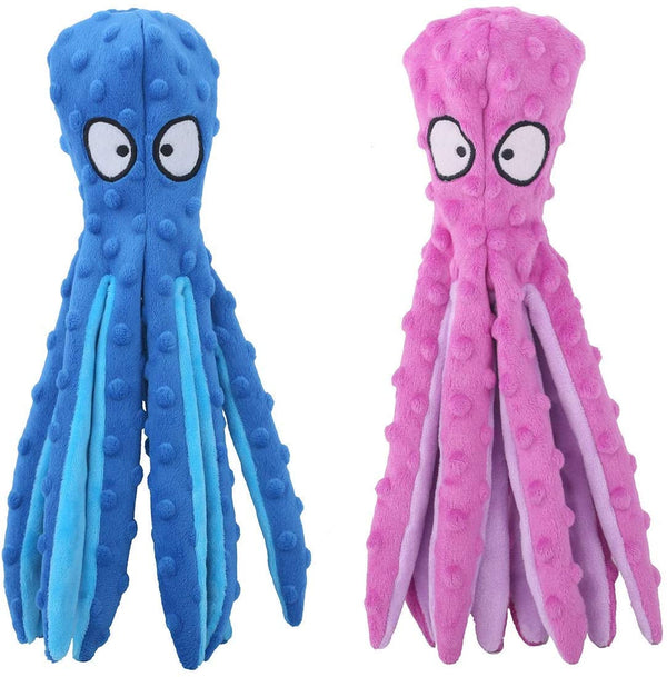CPYOSN 2 Pack Octopus Dog Toys, No Stuffing Squeaky Crinkle Plush Chew Toys | Mess-Free Design, Interactive Squeaker & Crinkle Sounds, Machine Washable, 12.6 Inch for All Breeds10