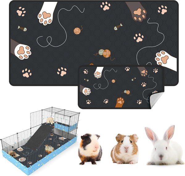 2-Pack Guinea Pig Cage Liner, 24" X 47" Reusable Guinea Pig Bedding Washable Absorbent Pee Pads for Dogs Rabbit Chinchilla Hamster, Leakproof & anti Slip34