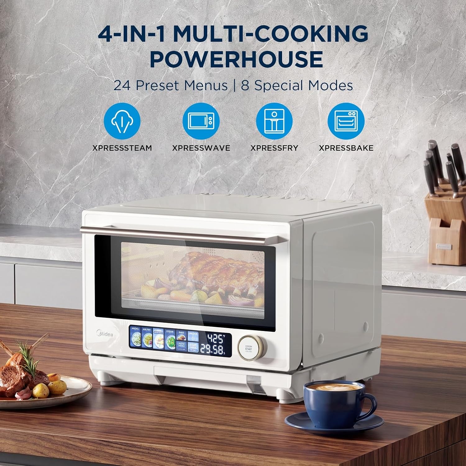 midea-4-in-1-micro-steam-oven-app-control-0-9-cu-ft-for-rv-small-kitchen-23l-inverter-microwave-steam-air-fryer-convection-32-presets-space-saving-true-3d-graphene-heating-touchscreen-2026