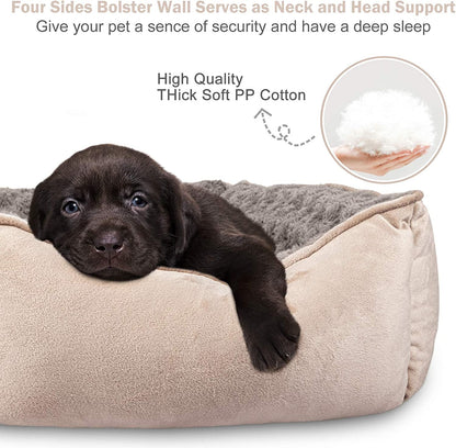 JOEJOY Rectangle Dog Bed for Large Medium Small Dogs - Washable Orthopedic Sofa Bed, Soft Breathable Puppy & Pet Cuddler, Durable Calming Dog Bed with Anti-Slip Bottom, Multiple Sizes, Beige2