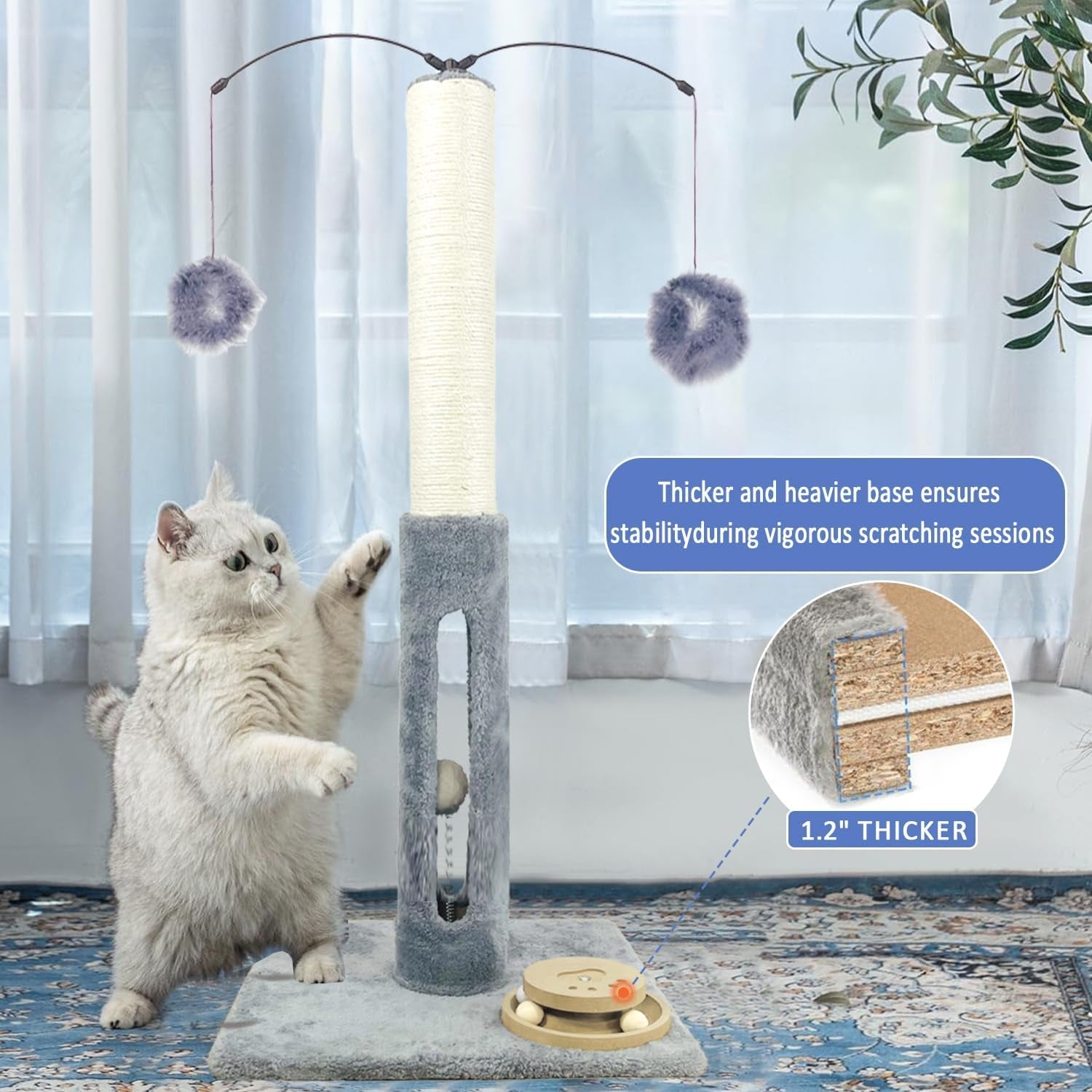 31-cat-scratching-post-kitten-toys-for-indoor-cats-interactive-scratcher-with-tracking-ball-sisal-scratch-rope-for-large-cats-sturdy-base-cat-scratch-post-gray-31-h
