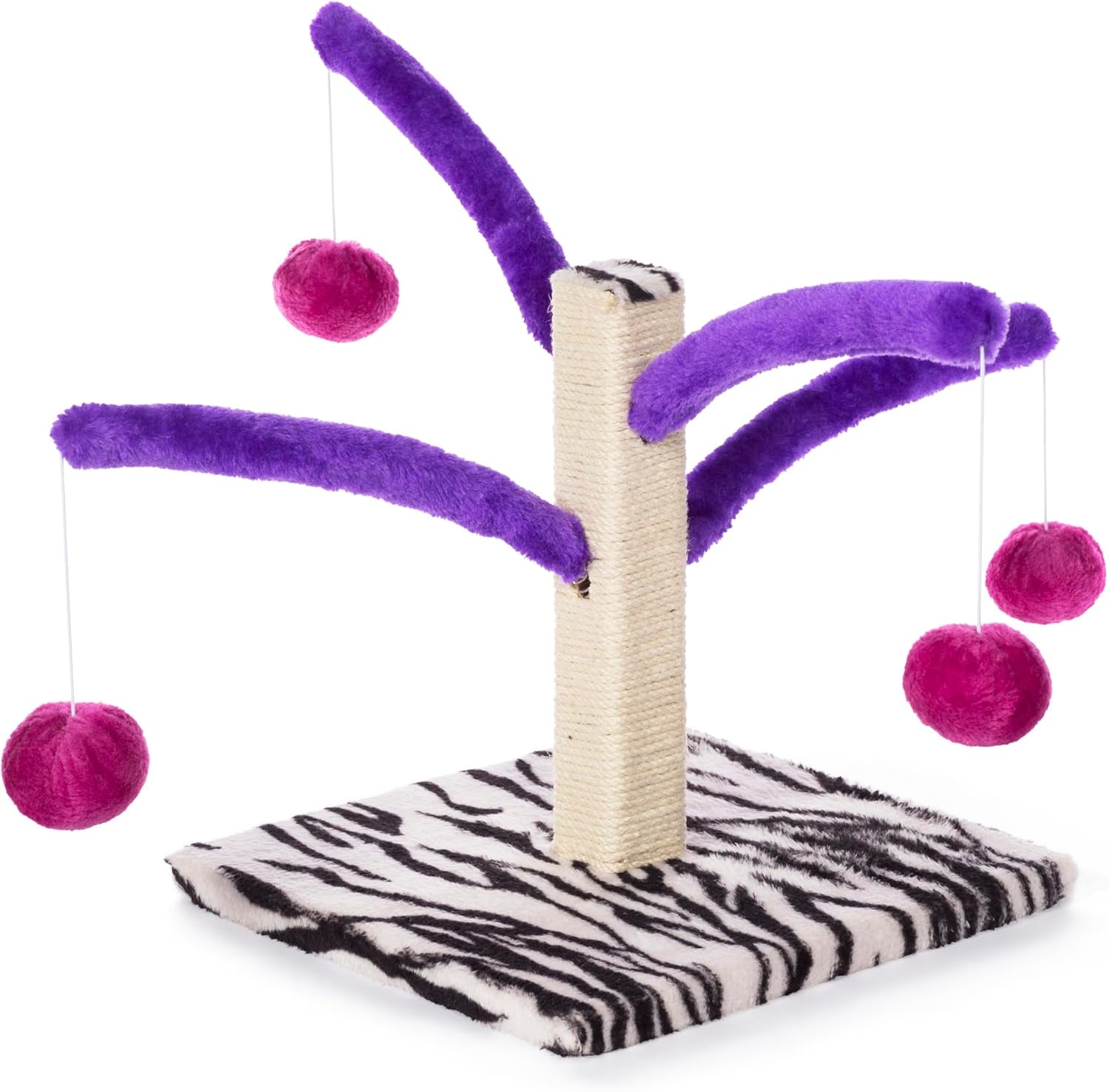 prevue-pet-products-kitty-power-bounce-n-spring-scratcher-furniture-indoor-cat-scratcher-tower-with-toys-vertical-scratch-post-for-small-adult-cats-purple