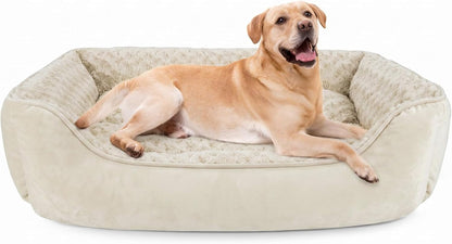 JOEJOY Rectangle Dog Bed for Large Medium Small Dogs - Washable Orthopedic Sofa Bed, Soft Breathable Puppy & Pet Cuddler, Durable Calming Dog Bed with Anti-Slip Bottom, Multiple Sizes, Beige24