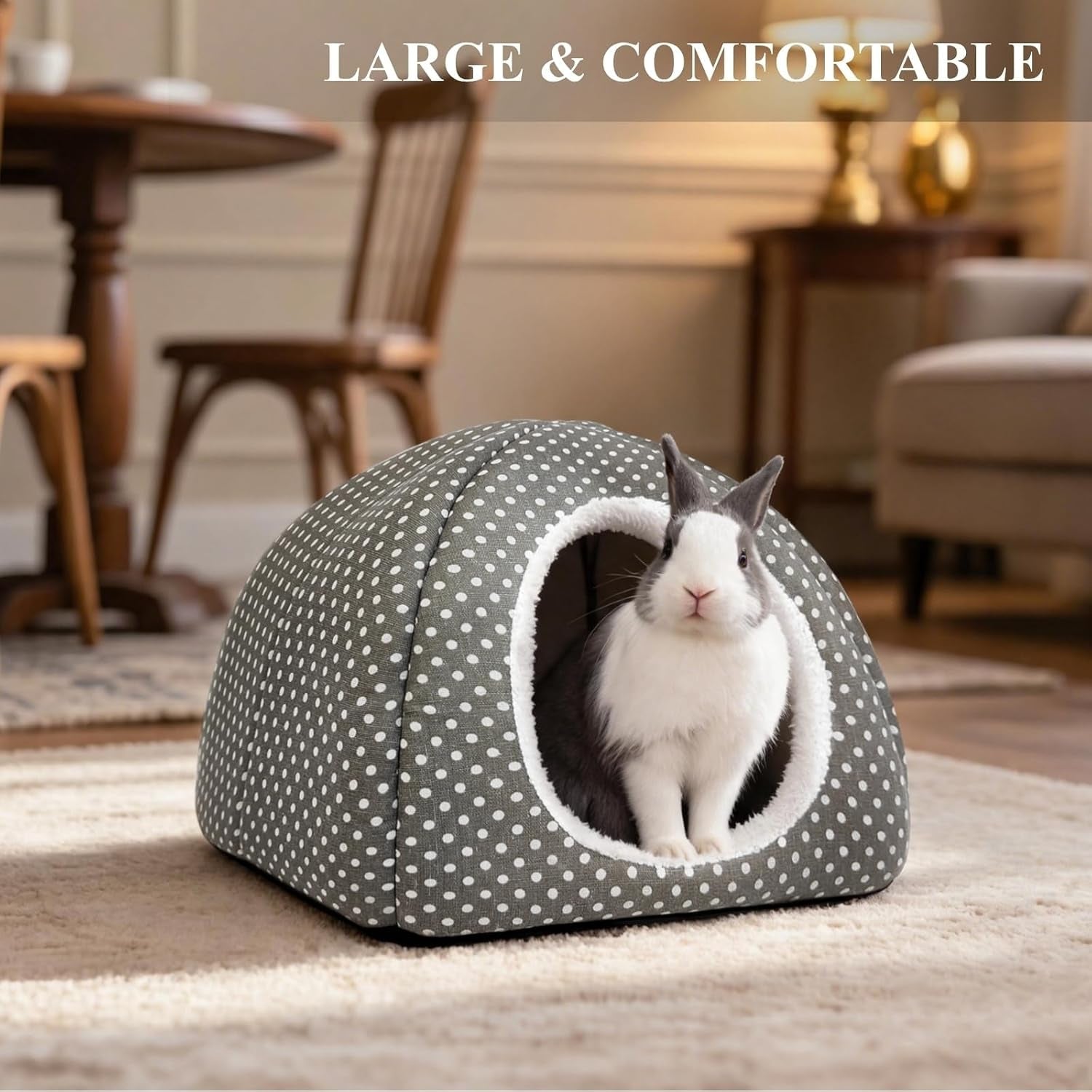 rabbit-hideout-large-bunny-bed-washable-rabbit-house-fleece-hiding-hut-for-indoor-bunnies-guinea-pigs-small-animal-hideaway