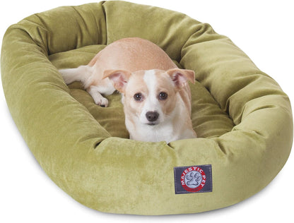 Majestic Pet 40 Inch Micro Velvet Calming Dog Bed Washable – Cozy Soft round Dog Bed with Spine for Head Support - Fluffy Donut Dog Bed 40X29X9 (Inch) – round Pet Bed Large – Pearl41