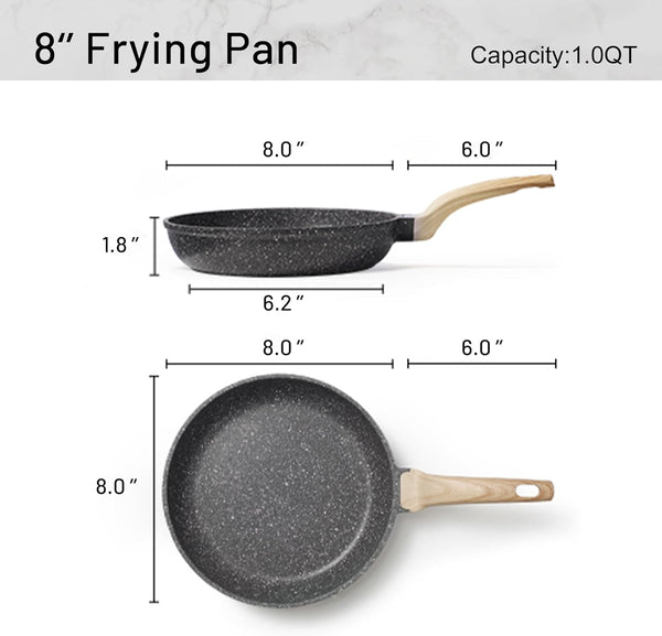Nonstick Frying Pan, 8 Inch Classic Granite Skillet | Kitchen Healthy Non Toxic Stone Cookware,All-Stovetop Compatible, Cool Handle, Easy to Clean, PFOA Free2