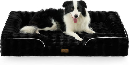 COZY KISS Orthopedic Dog Bed for Extra Large Dog 44X32 Inch, XL Faux Fur Pet Sofa, Bolster Foam Bed with Sides, Non-Slip and Egg-Crate Big Dog Couch Bed with Washable Removable Cover, Beige11