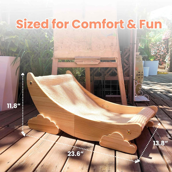 Sisal Cat Scratcher Bed Scratch Chair Aesthetic Cat Lounger Natural Wood Scratch Post Replaceable Sisal Mat with Catnip and Felt Pads,Medium Size(Cloud Edge)6
