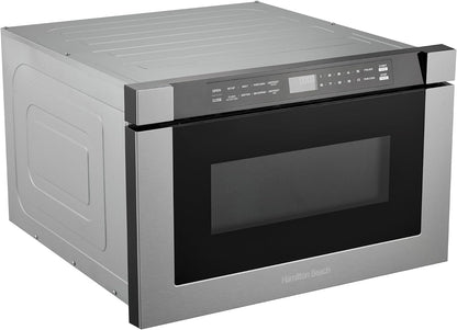 23.5 Inch Built-In Drawer Microwave Oven, 1.1 Cu. Ft., Touchscreen Control, Stainless Steel, Flat-Bed Design, Electric Drawer Open3