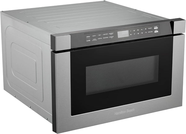 23.5 Inch Built-In Drawer Microwave Oven, 1.1 Cu. Ft., Touchscreen Control, Stainless Steel, Flat-Bed Design, Electric Drawer Open3