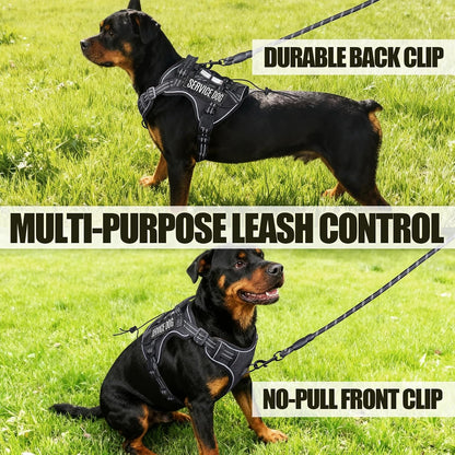 Service Dog Tactical Vest Harness and Leash Set Large Sized Dog Emotional Support- Tactical Dog Harness Training Collar with Name (Black, L)6