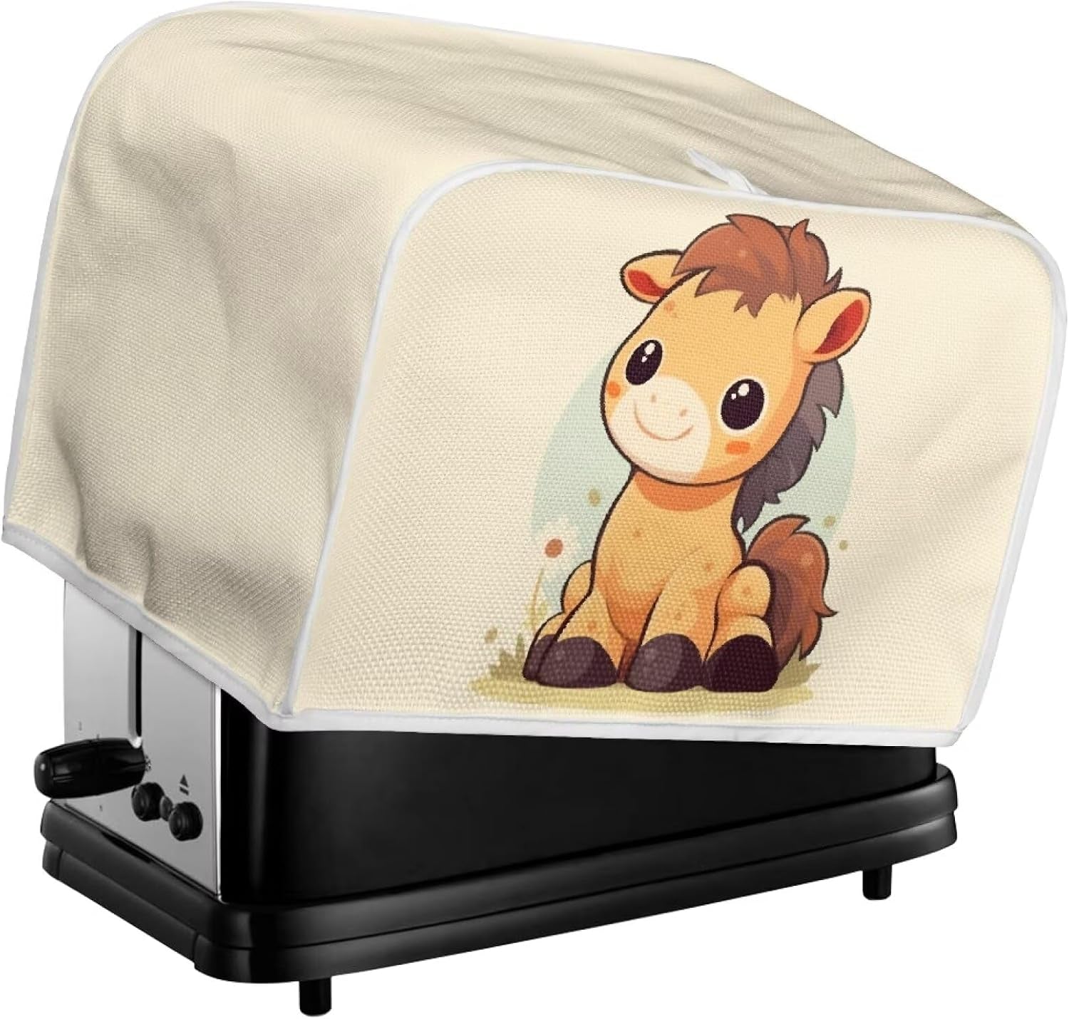 cartoon-horse-2-4-slice-slot-toaster-cover-cute-horses-bread-toaster-oven-funny-zoo-animal-with-woolen-ball-kitchen-appliance-cover-dustproof-for-standard-size-l