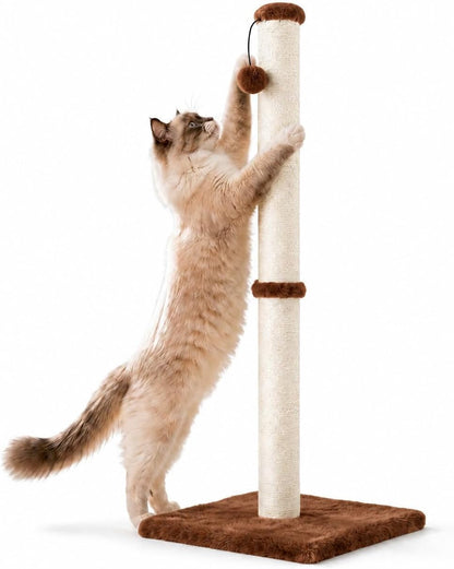 Dimaka 29" Height Tall Cat Scratching Post, Claw Scratcher with Sisal Rope and Covered with Soft Smooth Plush, Vertical Scratch [Full Strectch] for Standard Size Cats(Grey, 29 Inches for All Cats)20