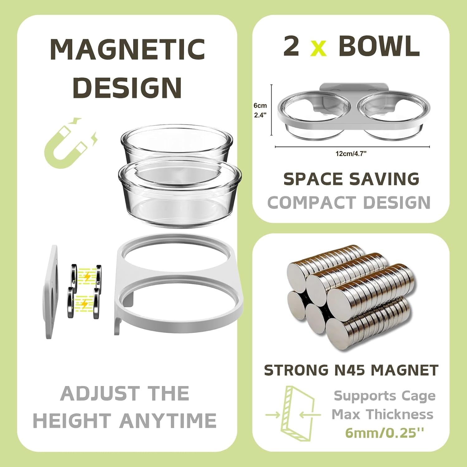 magnetic-reptile-feeding-ledge-with-2-pack-plastic-bowls-food-feeder-water-dish-for-crested-gecko-dwarf-hamstergray-magnetic-mounted