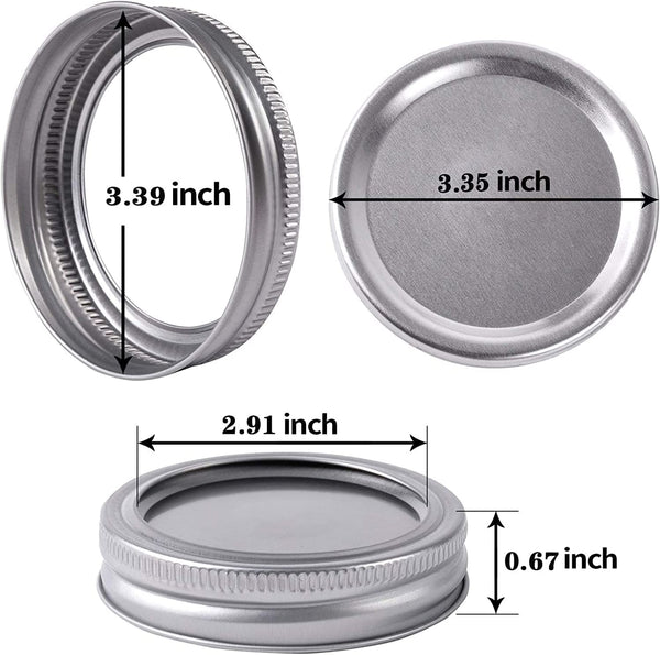 Wide Mouth Canning Lids and Rings for Ball or Kerr,Mason Jar Large Lids and Bands Set of 124