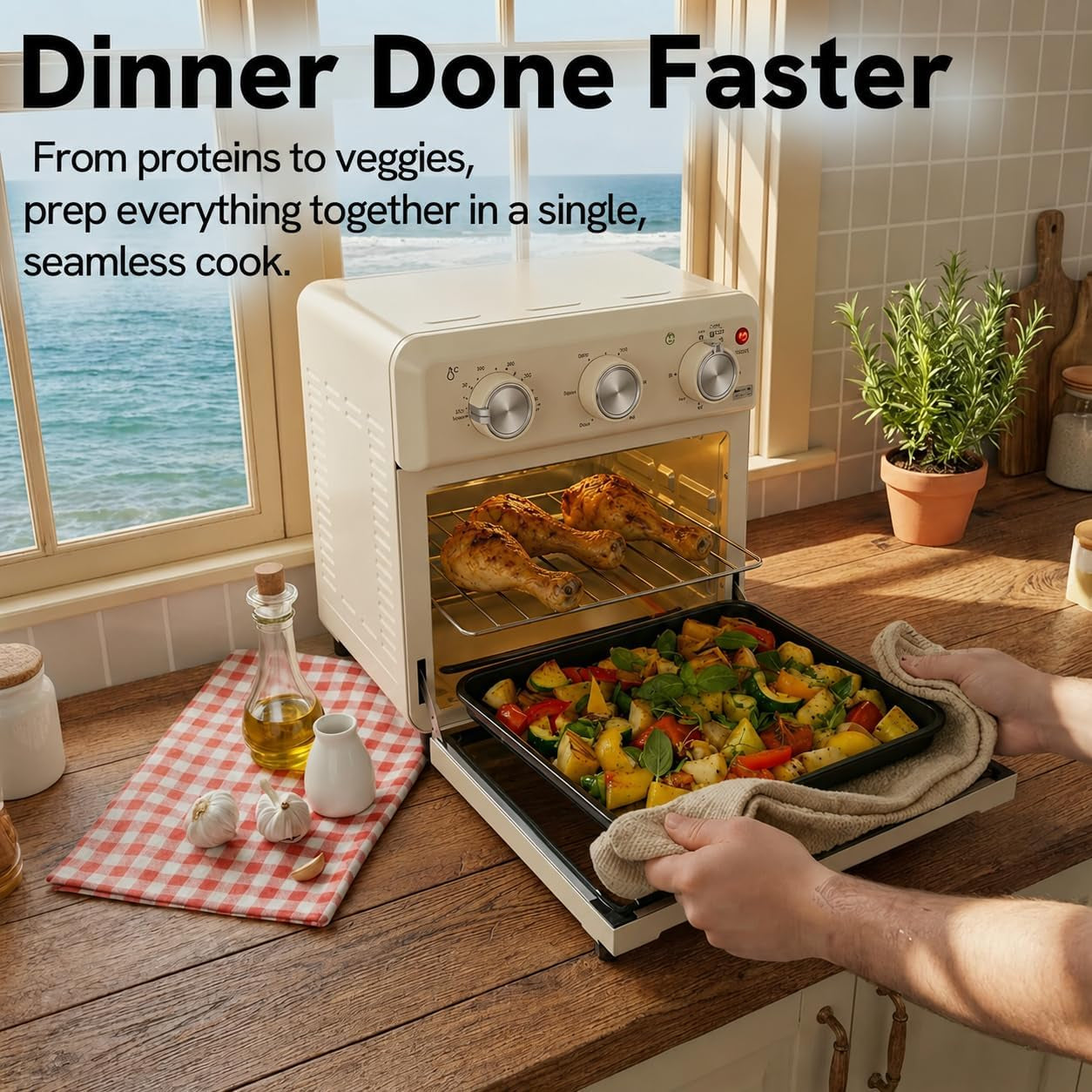 6-in-1-retro-air-fryer-toaster-oven-combo-compact-12-7-qt-small-countertop-convection-oven-fits-9-pizza-4-toast-hexagon-hybrid-heating-enamel-baking-pan-included-almond-yellow-color