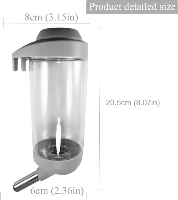 Dog Crate Water Bottle Dispenser - No Drip Cat Kennel Water Dispenser & Cage Water Feeder - Easy-To-Use Water Bottle for Dog Crate - Perfect for Keeping Your Pet Hydrated (Grey)-500Ml2