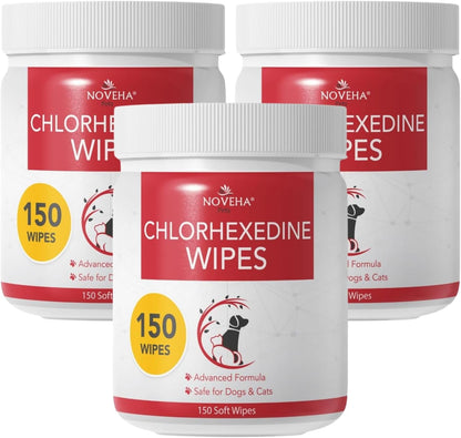 NOVEHA Pet Wipes - Formulated Pet Wipes - for Facial and Finger Folds, Underarms - 3" X 2" Size (150 Counts)13