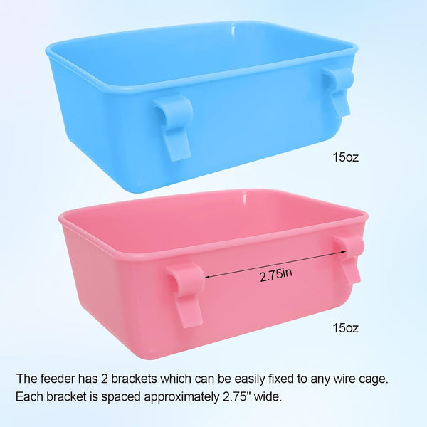 6 Pack Feeder (Blue, Pink), Hanging Feeder,Food and Water Container, Bath Water Bowl Universal for Birds Hamsters Mice Rats Rabbit Guinea Pig Small Pets (S) (S)3