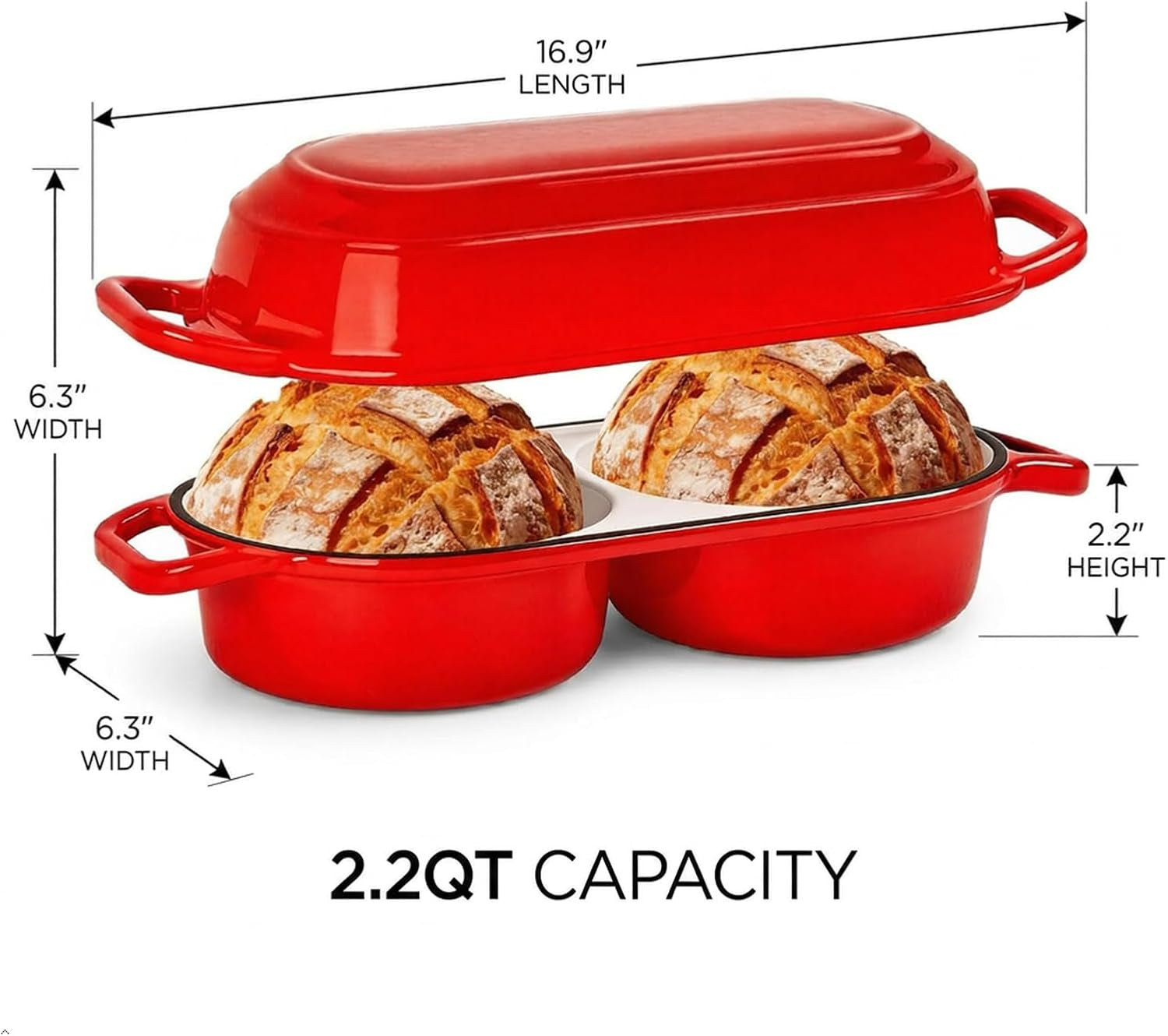 enameled-cast-iron-mini-double-dutch-oven-with-lid-dual-chamber-small-sourdough-loaf-pans-nonstick-bread-pot-for-sourdough-baking-fits-oven-induction-cooktop-red-2-2qt