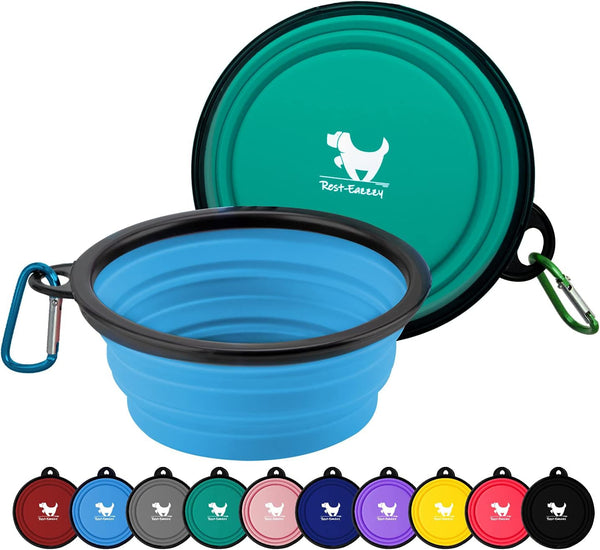 Collapsible Dog Bowls for Travel, 2-Pack Dog Portable Water Bowl for Dogs Cats Pet Foldable Feeding Watering Dish for Traveling Camping with Carabiners, BPA Free (Grey&Black, Small (Pack of 2))18