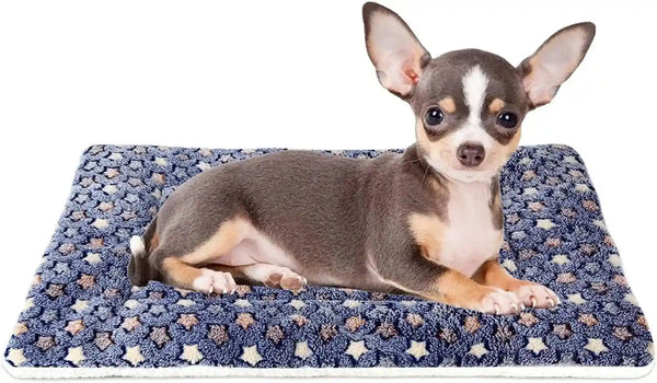 Mora Pets Dog Crate Pad - Ultra Soft Pet Bed with Cute Star Print, Washable Mat for Large Medium Small Dogs, Reversible Fleece Kennel Liner, Cat Bed 23 X 18 Inch Brown15