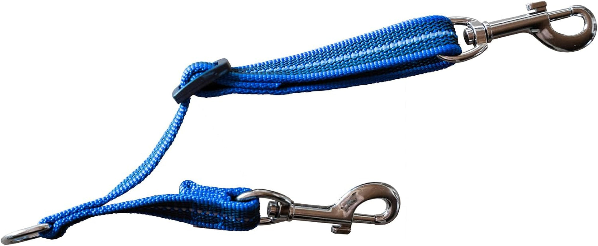 herm-sprenger-adjustable-coupling-strap-reflective-nylon-2-way-dog-leash-coupler-with-nickel-plated-swivel-clip-safety-backup-strap-for-prong-flat-collars-red