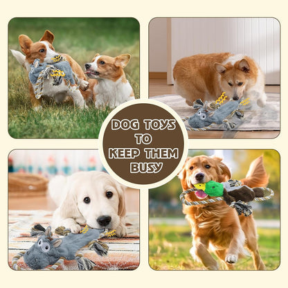 3 Pack No Stuffing Squeaky Dog Toys, Tug of War Dog Toy with Rope | Interactive, Squeaker & Crinkle Paper, Durable for Teeth Cleaning, Anxiety Relief, Dog Gifts for Small, Medium Dog7