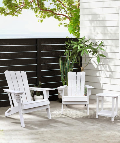 Adirondack Square Outdoor Side Table,2-Tier Storage Patio Side Table, HDPE End Tables for Backyard Pool Porch Garden Lawn2