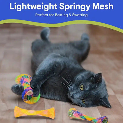 SPOT Kitty Fun Tubes Cat Toy with Catnip inside | Bouncy Interactive Mesh Toy for Cats and Kittens to Bite, Swat and Chase | 3 Pieces5