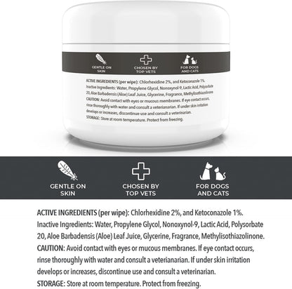 Smiling Paws Medicated Grooming Wipes for Dogs & Cats, 1Pk, 50 Wipes | Medicated Grooming Wipes for Dogs & Cats, Contains Ketoconazole & Chlorhexidine, Treats Yeast Infection, Ringworm, Pyoderma6