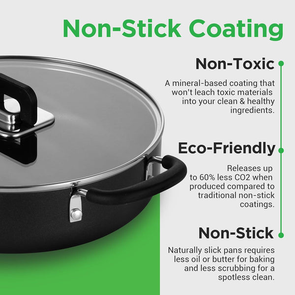 17-Piece Non-Stick Pans & Pots Set – Space-Saving, Induction-Compatible, Foldable Knob, Black Cookware with Heat-Resistant Utensils for Kitchen & RV5