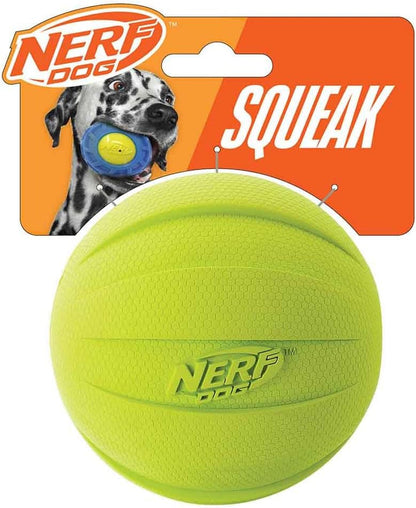 Nerf Dog Classic Squeak Ball Outdoor Dog Toy, 3.8 Inch Dog Ball Fetch Toy, Squeaking Toy for Medium and Large Breeds, Green/Red, 2 Count9