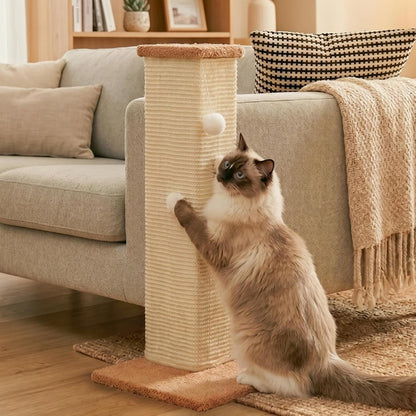 PETKARAY Couch Corner Cat Scratcher, 28.5" Sisal Scratching Post for Cats | Corner Wall Scratch Pad for Furniture Protection, Large Vertical Cat Scratching Post with Plush Base1