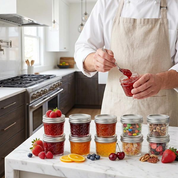 4Oz Glass Mason Jars with Airtight Lids, Mini Canning Jars 40 Pack | Includes Stickers, Tags & Twines, for Jams, Honey, Spices, Dried Snacks, DIY Crafts, Wedding Favors2