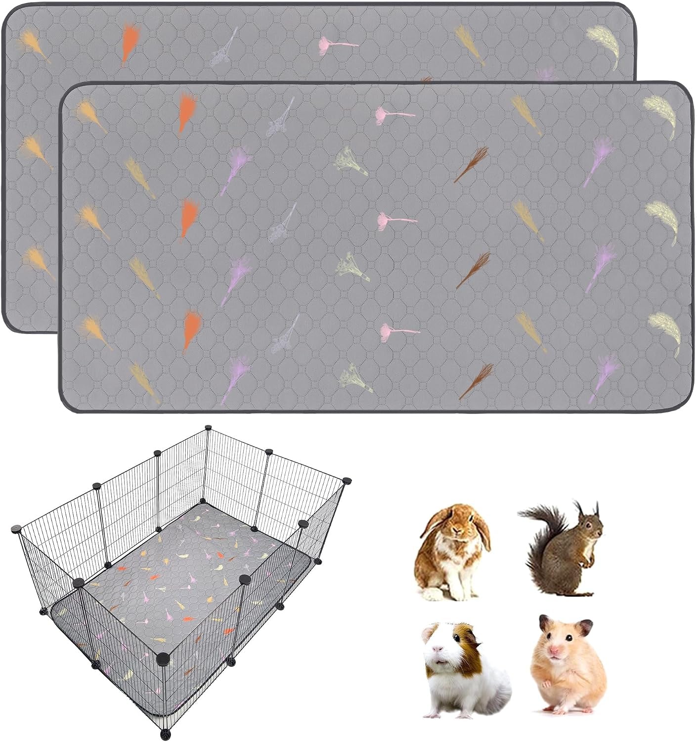 2pcs-guinea-pig-cage-liners-guinea-pig-fleece-cage-liners24x48-super-absorbent-washable-pee-pads-reusable-for-rabbit-hamster-chinchilla
