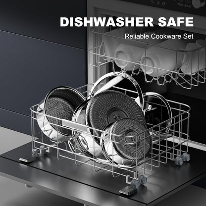 Hybrid Nonstick 8-Pc Stainless Steel Cookware Set,Pots and Pans Set | with 2 Silicone Trivets, 2/3/8-Qt Pots, Etched Surface&Stay-Cool Handles Dishwasher&Oven-Safe, Compatible with All Cooktops7
