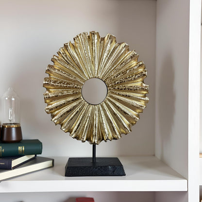 Modern Abstract round Decorative Sculpture, Dining Living Room Desk Decor,Geometric Home Decor Statues,Shelf Top Decor Aesthetics, Coffee Tables or Office Shelves（Golden）6