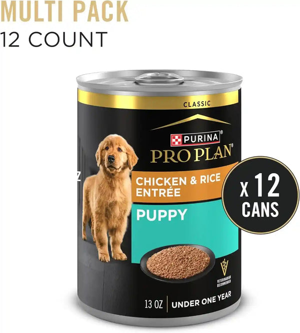 Purina Pro Plan Wet Puppy Food Pate, Wet Food Classic Chicken and Rice Entrée - (Pack of 12) 13 Oz. Cans3