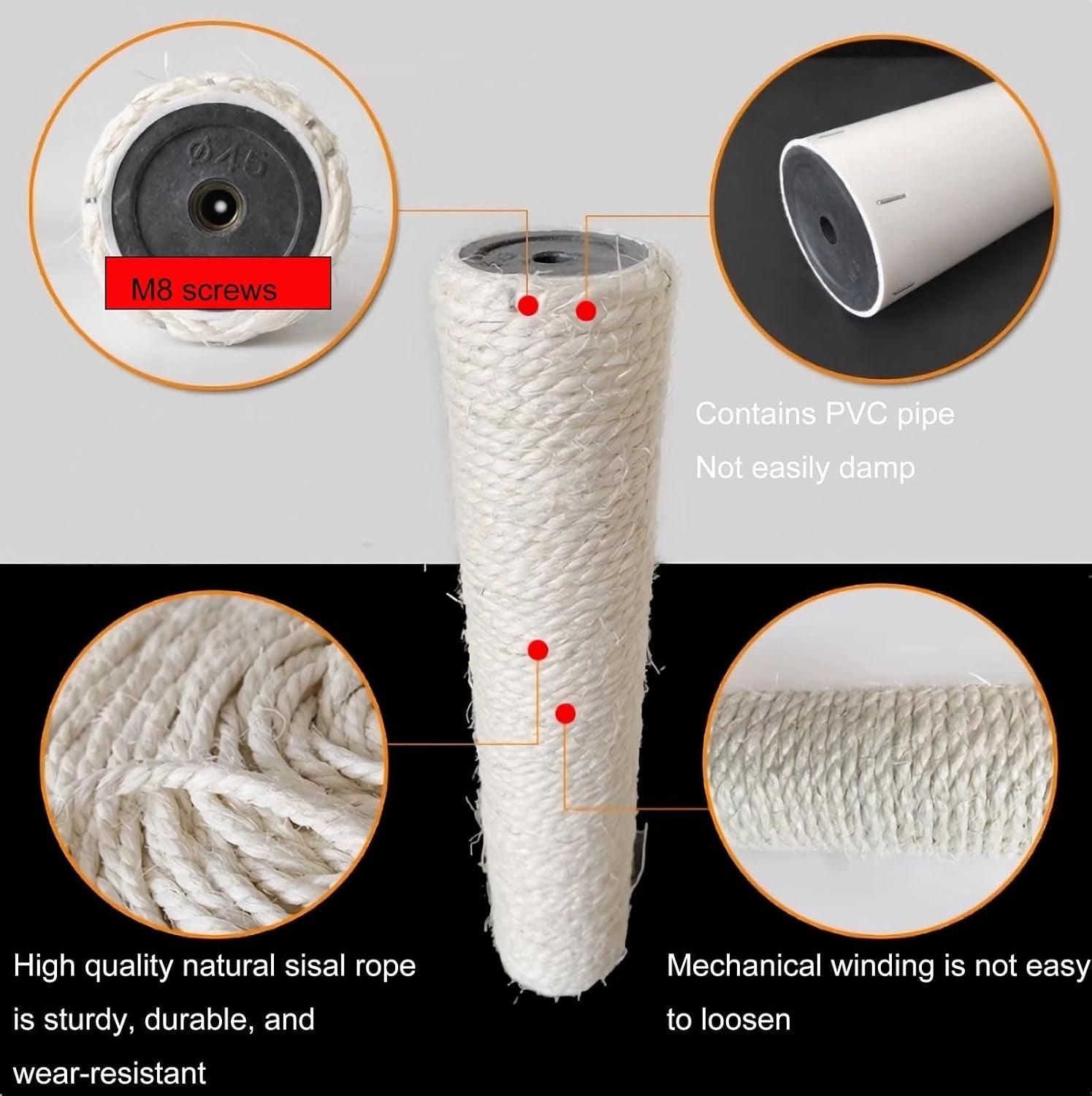 4-pcs-m8-cat-scratching-post-replacement-15-7inch-sisal-pole-cat-tree-replacement-post-with-screws-diy-scratcher-scratching-post-replacement-pad-crafts-gardening-hammock-home-decorating
