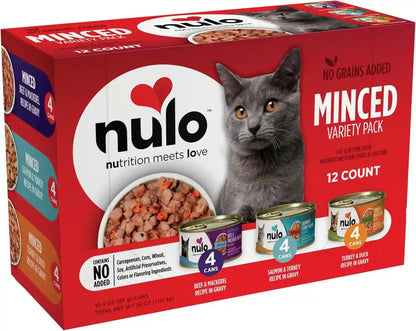 Nulo Variety Flavors Grain-Free Minced Wet Canned Cat Food, 3 Ounce (Pack of 12)1