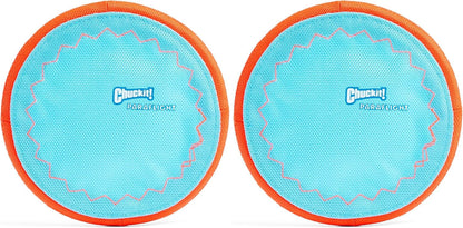 Chuckit! Paraflight Flying Disc Dog Toy - Water Floating Flyer - Durable Nylon Construction with Soft Rubber Edges - for Medium and Large Dogs - Size Large - 9.75" L X 9.75" W - Pack of 1 | Durable Nylon Build with Soft Rubber Edges, Made for Medium and Larger Sized Breeds, Lightweight and Easy to Throw, Pack of 19