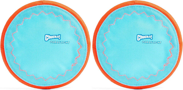 Chuckit! Paraflight Flying Disc Dog Toy - Water Floating Flyer - Durable Nylon Construction with Soft Rubber Edges - for Medium and Large Dogs - Size Large - 9.75" L X 9.75" W - Pack of 1 | Durable Nylon Build with Soft Rubber Edges, Made for Medium and Larger Sized Breeds, Lightweight and Easy to Throw, Pack of 19