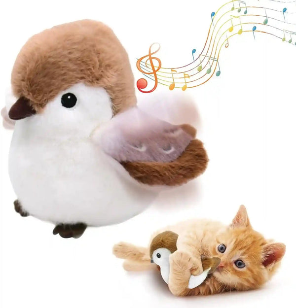 Cat Toys, Flapping Wings Sparrow, No Flying, Chirping Bird Interactive Catnip Toy for Kitten or Small Dogs, Touch Activated, Rechargeable11