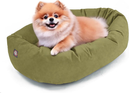 Majestic Pet 32 Inch Suede Calming Dog Bed Washable – Cozy Soft round Dog Bed with Spine Support for Dogs to Rest Their Head - Fluffy Donut Dog Bed 32X23X7 (Inch) - round Pet Bed Medium – Sage32
